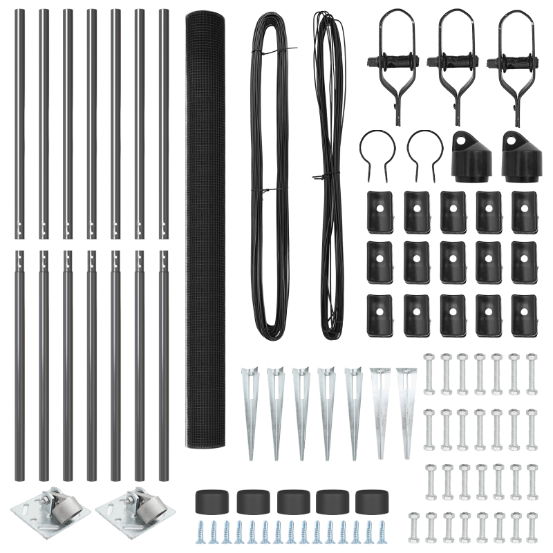 Metallzaunpfosten-Set Set aus 2 Grau Metall, Kunststoff