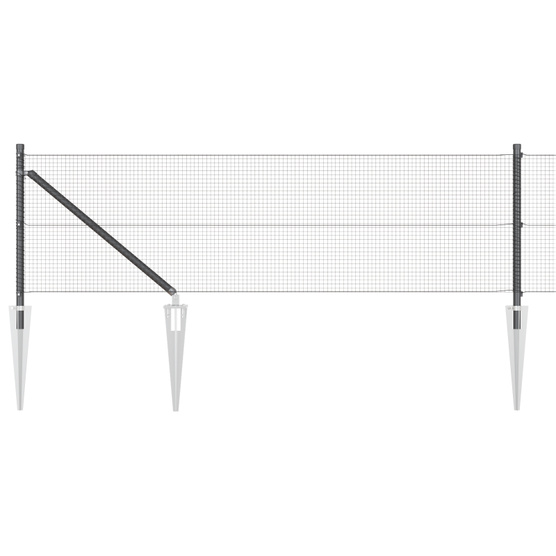 Geschweißter Drahtzaun mit 13 Spike-Posts Grau 0,8x50 m Stahl