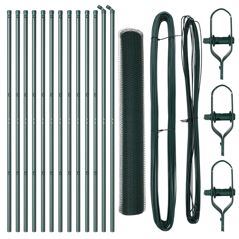 Zaunset Set von 2 Grün PVC-beschichteter Stahl 25 x 1,2 m
