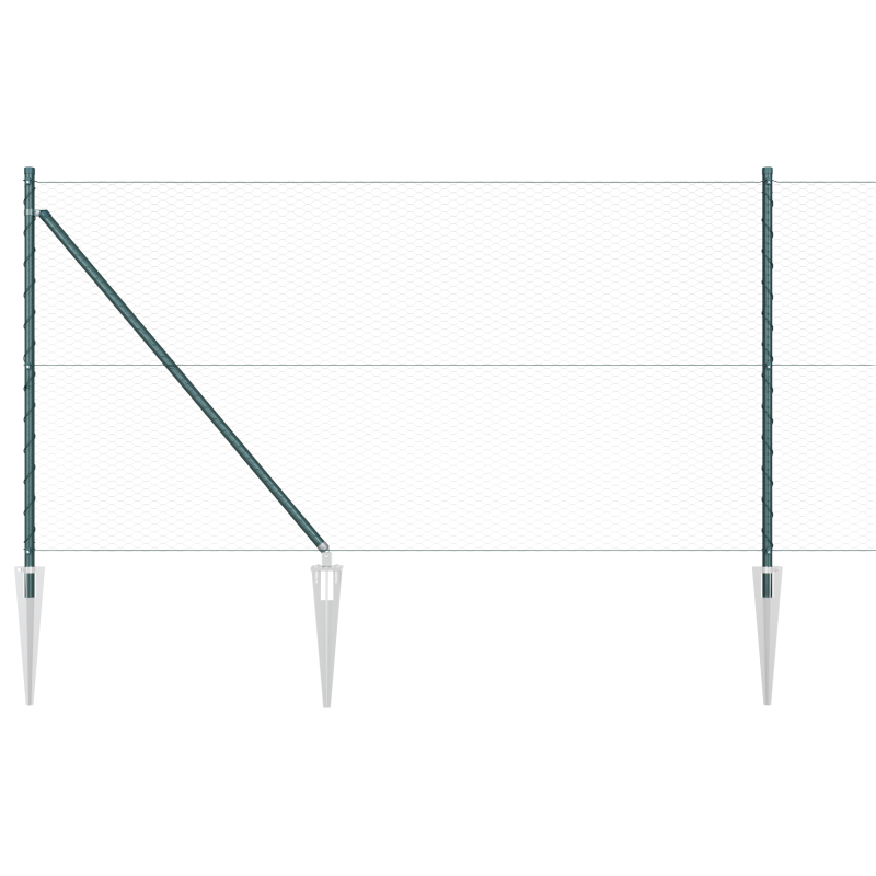 Zaun Set 2-teilig Dunkelgrün Metall 25 Meter x 1 Meter Masche