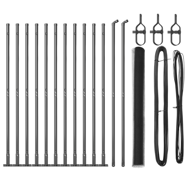 Zaun Set Set aus 2 Grau Pulverbeschichteter Stahl 25 x 1,5 m
