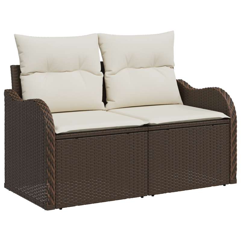 10-teiliges Garten Sofa Set mit Kissen Braun Poly Rattan