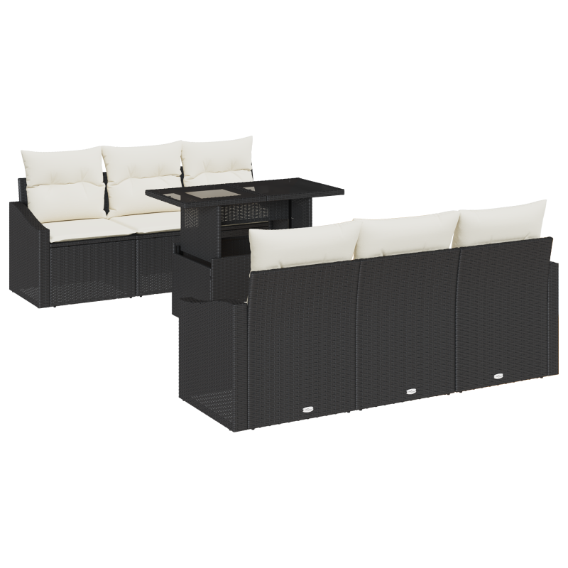 4-teiliges Garten Sofa Set mit Kissen Beige Poly Rattan