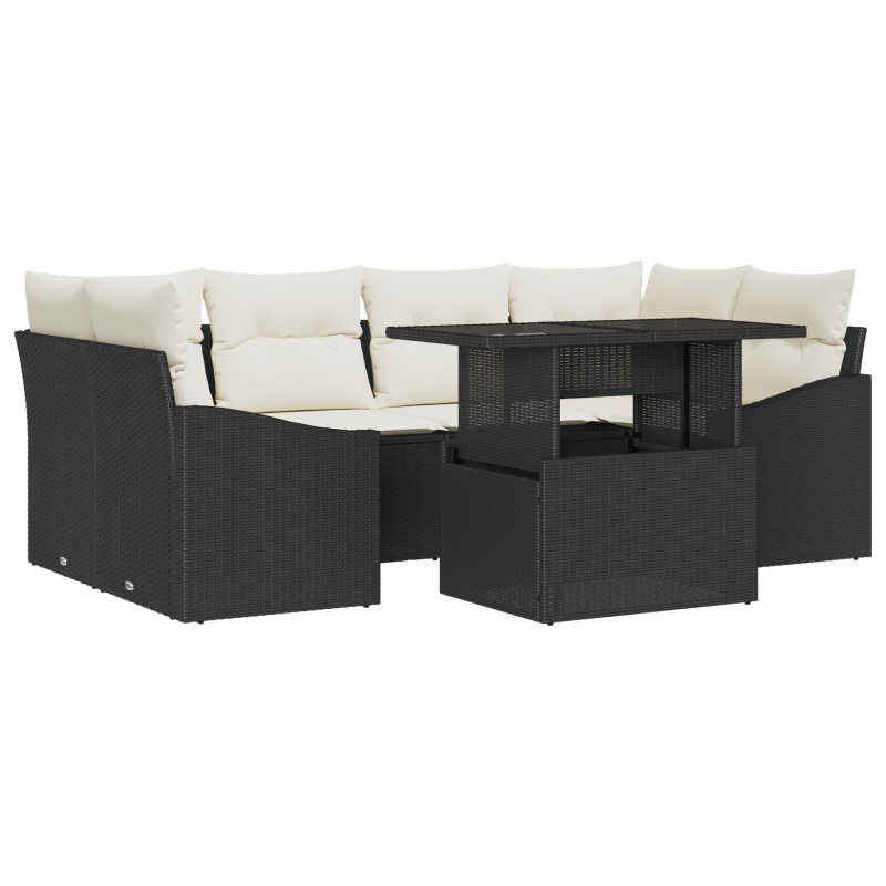 5-teiliges Garten Sofa Set mit Kissen Braunes Poly Rattan