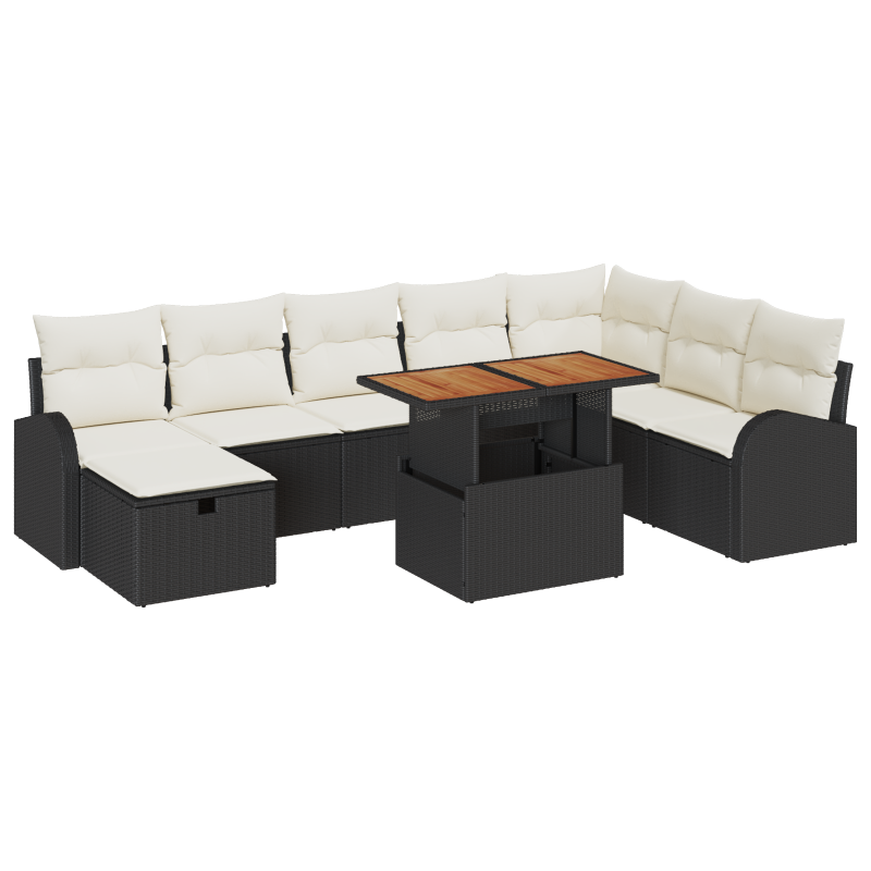 5-teiliges Garten Sofa Set mit Kissen braun Poly Rattan