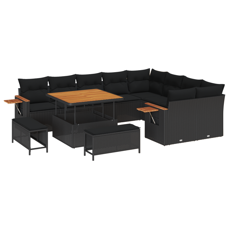 Boxspringbett mit Matratze & LED Schwarz 180x200 cm Stoff