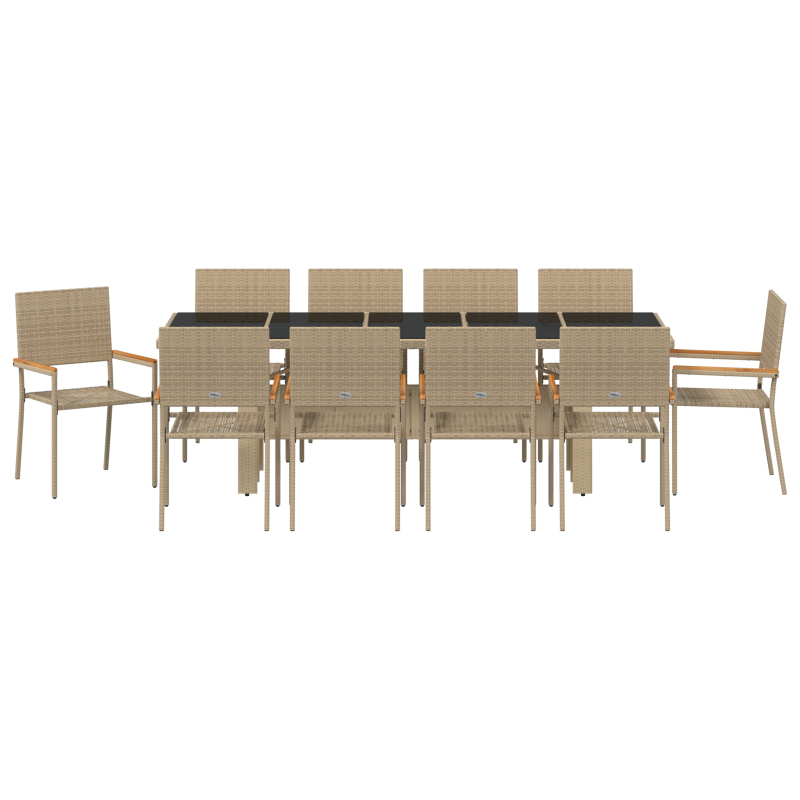 6-teiliges Garten Sofa Set mit Kissen Beige Poly Rattan