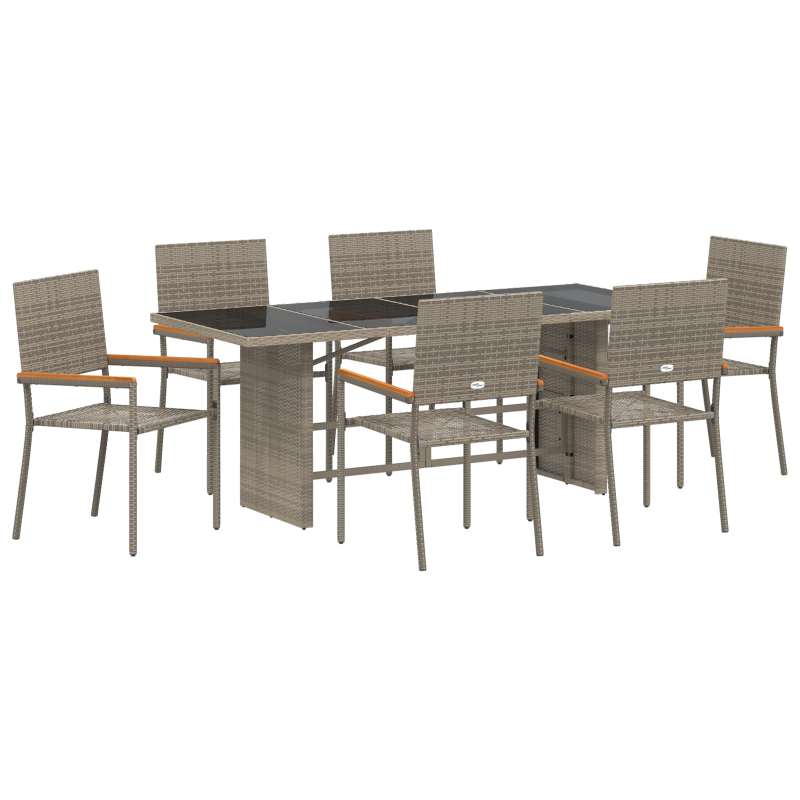 7-teiliges Garten Essset Grau Poly-Rattan