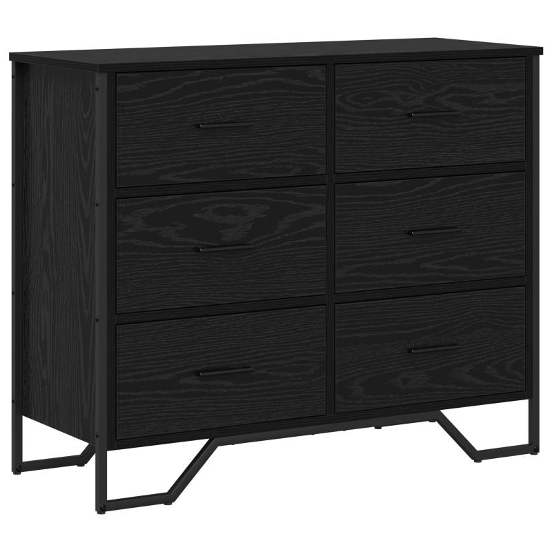 Kommode Schwarz-Eiche 91x35,5x74,5 cm Holzwerkstoff