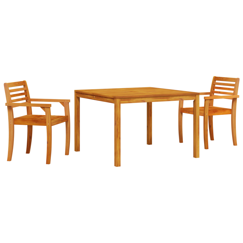 3-teiliges Garten-Esszimmer Set aus massivem Akazienholz