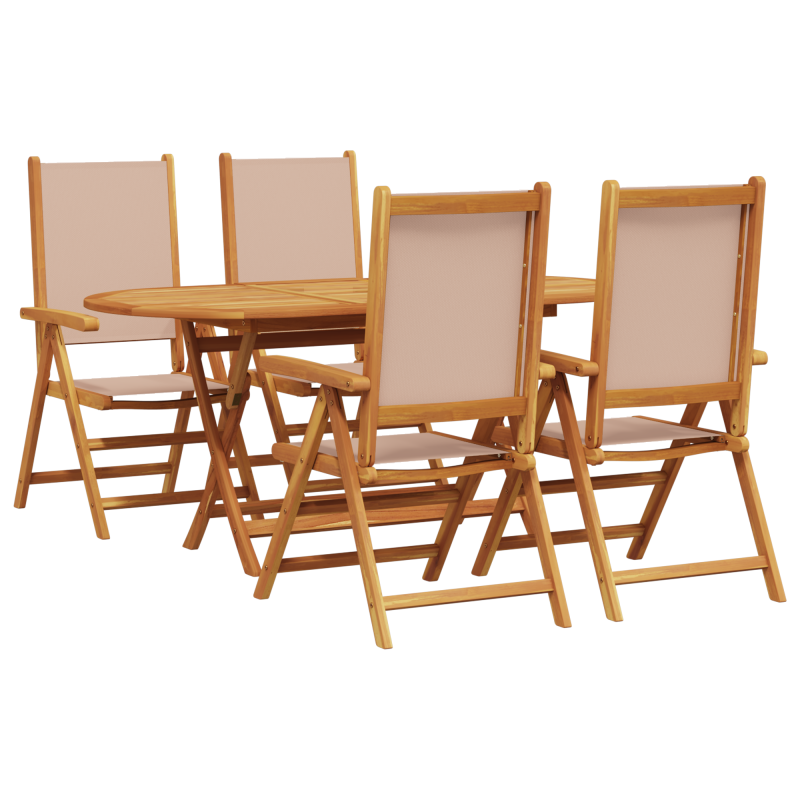 5-teiliges Garten Essset Taupe aus solidem Akazienholz