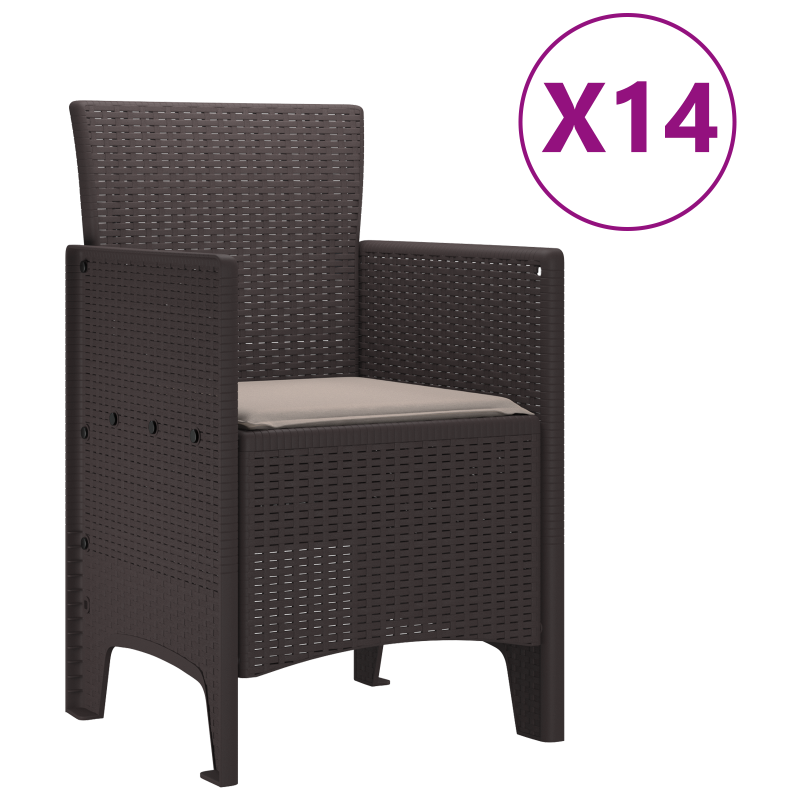 15-teilige Garten Essgruppe mit Kissen Braun Poly-Rattan