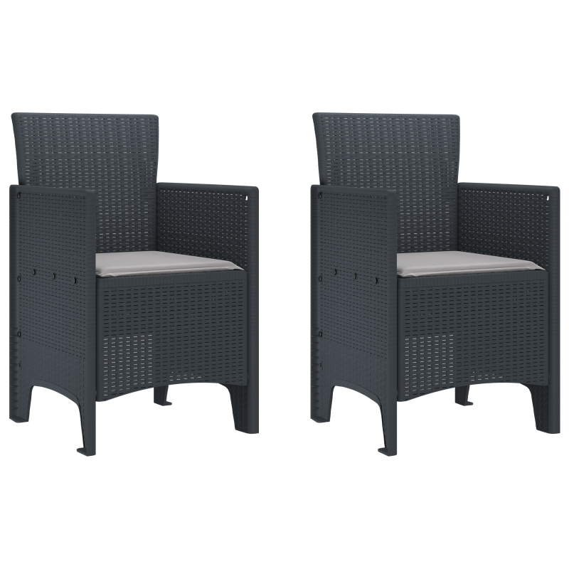 3-teiliges Garteness-Set mit Kissen Anthrazit Poly Rattan
