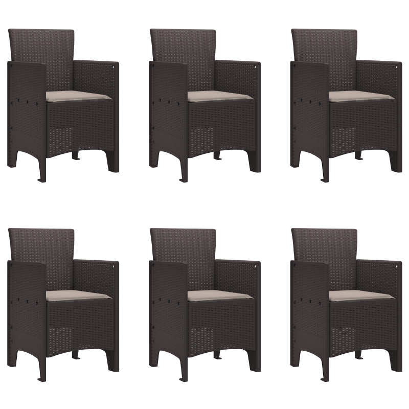 7-teilige Garten Essgruppe mit Kissen Braun Poly Rattan