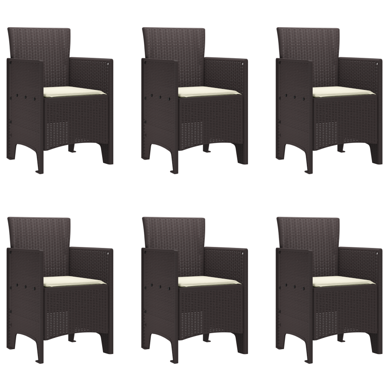 7-teiliges Garten Esszimmer Set mit Kissen Braun Poly Rattan