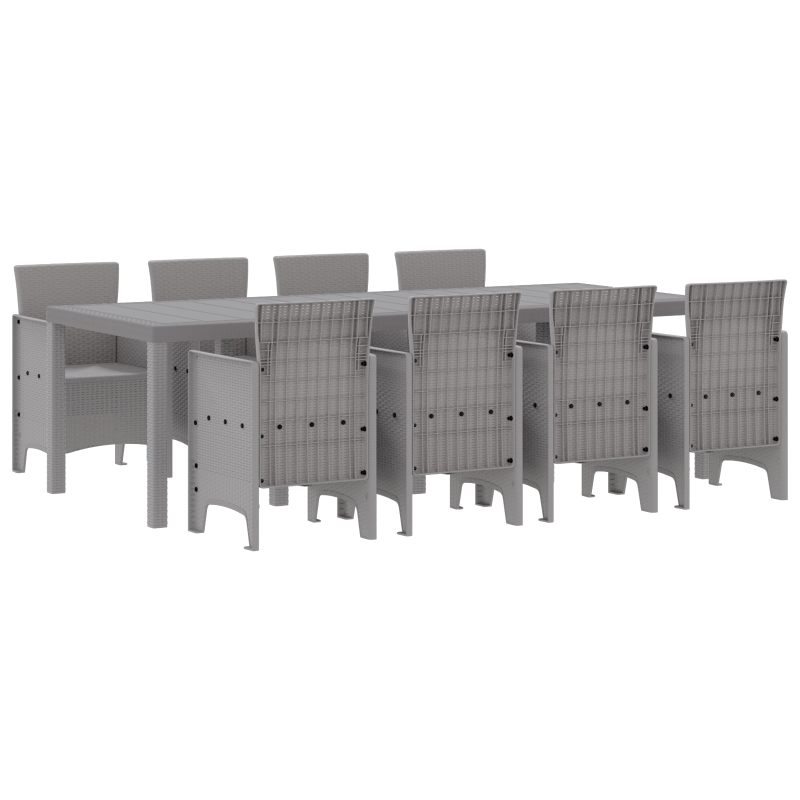 9-teiliges Garten-Essset Grau Poly-Rattan