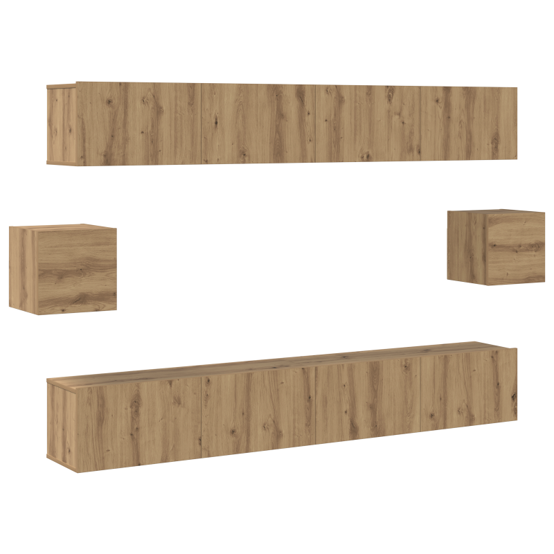 6-teiliges TV Schrank Set aus Artisan Eiche Holzwerkstoff