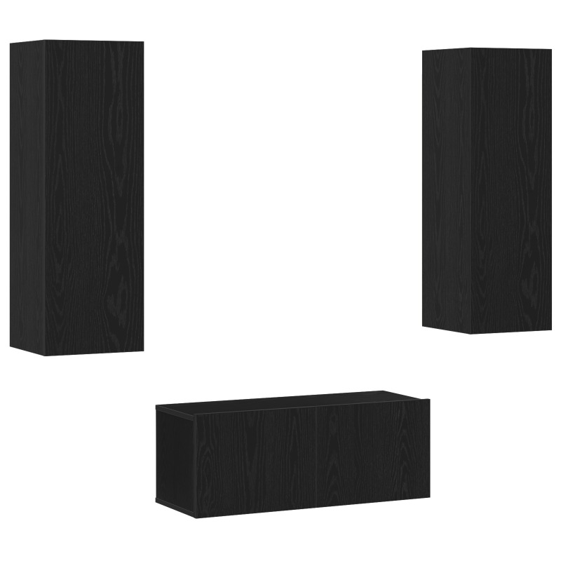 3-teiliges TV-Schrank-Wandmontage Schwarze Eiche aus technischem Holz
