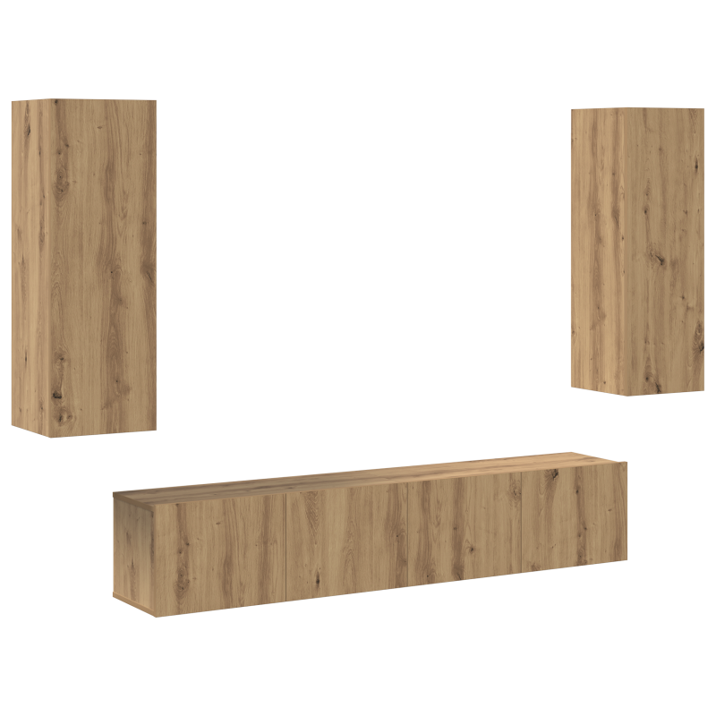 4-teiliges TV Schrank Set Wandmontiert Artisan Eiche Holzwerkstoff