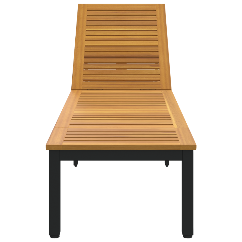 Sonnenliege Schwarz 200x55x35 cm Massivholz Akazie