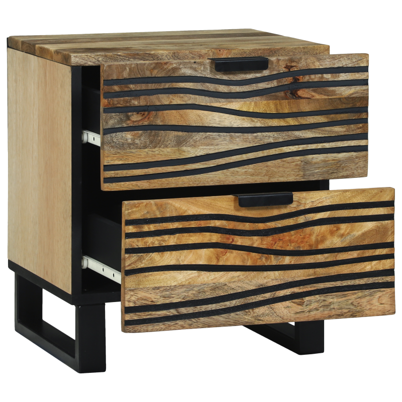 Nachttisch 40x33.5x46 cm aus Massivholz Mango und Spanplatte