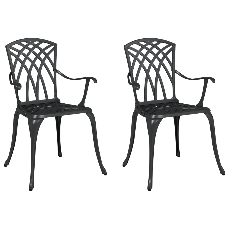 Gartenstühle 2 Stück Schwarz Gussaluminium