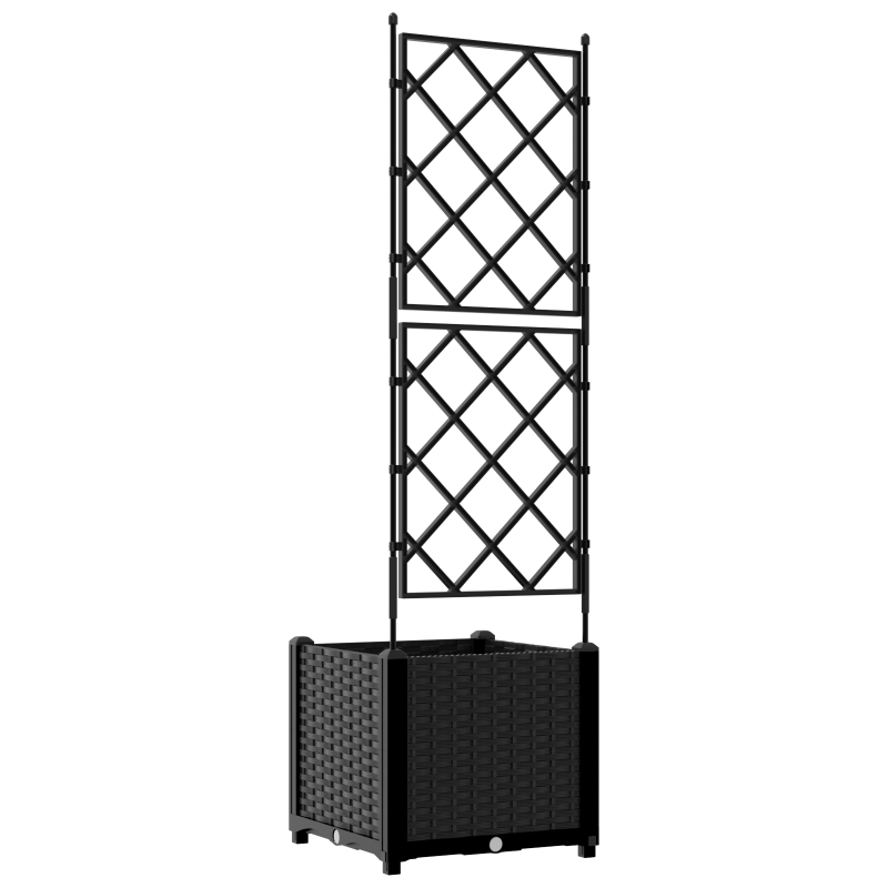 Gartenpflanzer mit Gitter Schwarz 40x40x143 cm
