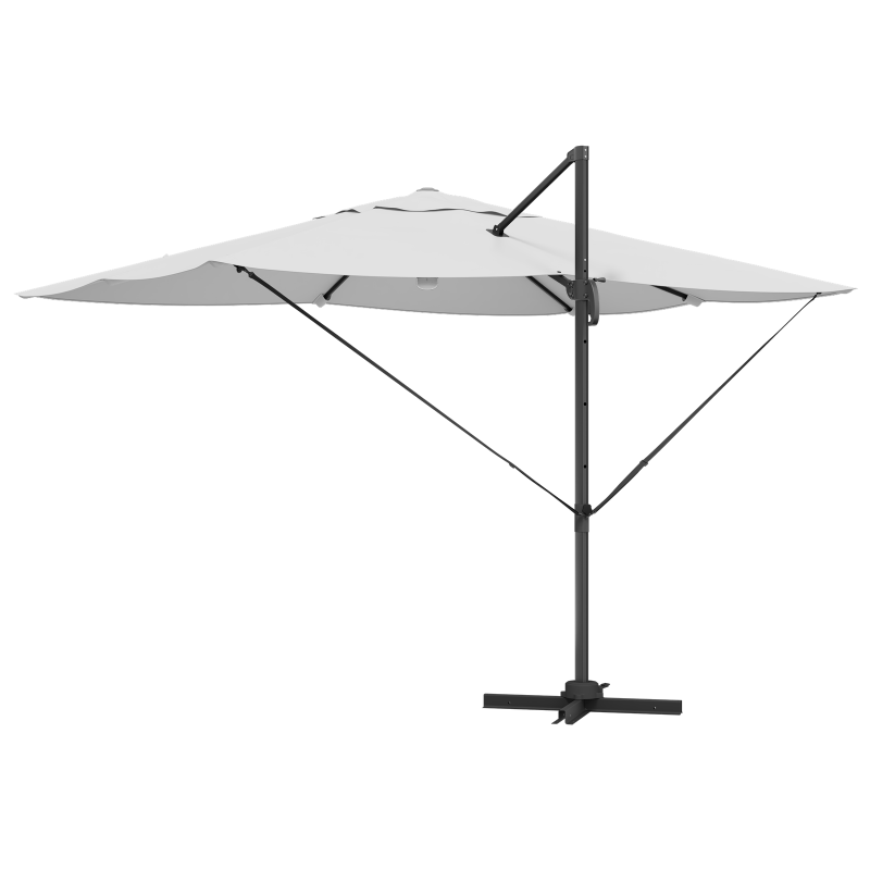 Freischwingender Sonnenschirm Sand Polyester, Aluminium Groß