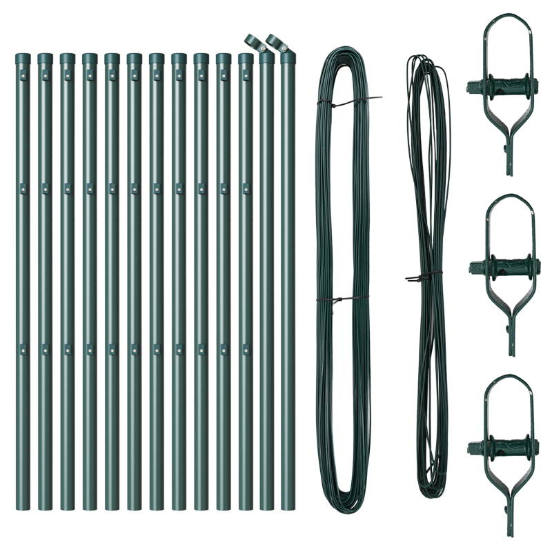 Zaunpfosten 13 Stück Grün Ø32 mm 100 cm Galvanisiertes Stahl