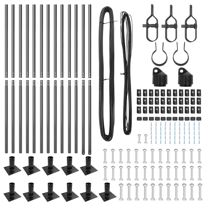 Zaunpfosten mit Grundplatten 13 Stück Ø32mm 78,5cm Galvanisiertes Stahl