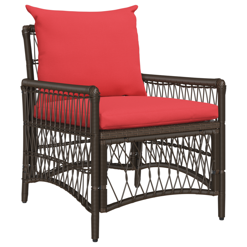 Gartenstuhl mit Kissen Braun 60x70x78 cm Poly Rattan