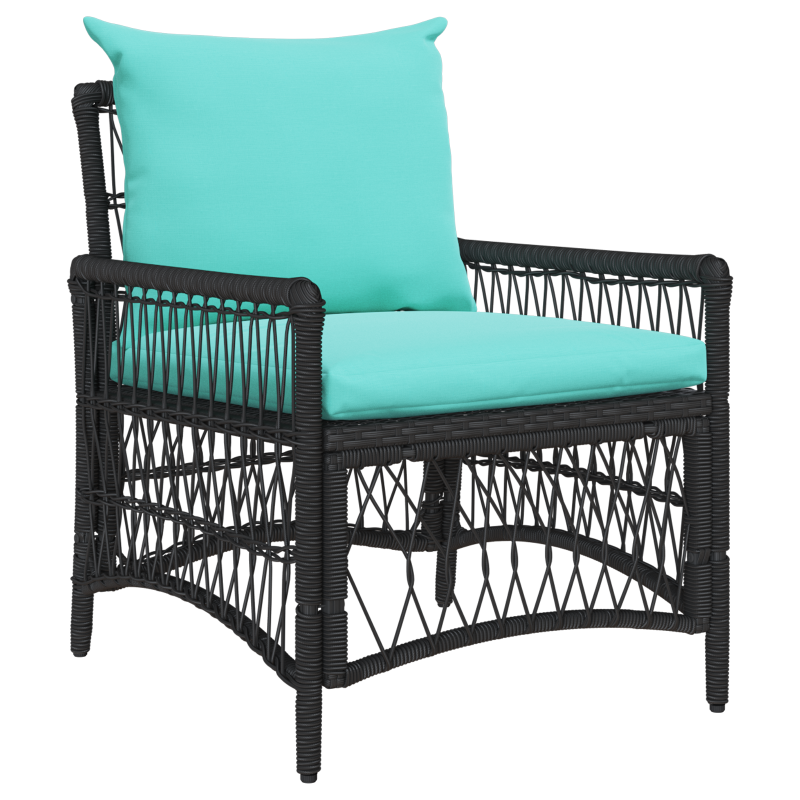 Gartenstuhl mit Kissen Schwarz 60x70x78 cm Poly Rattan