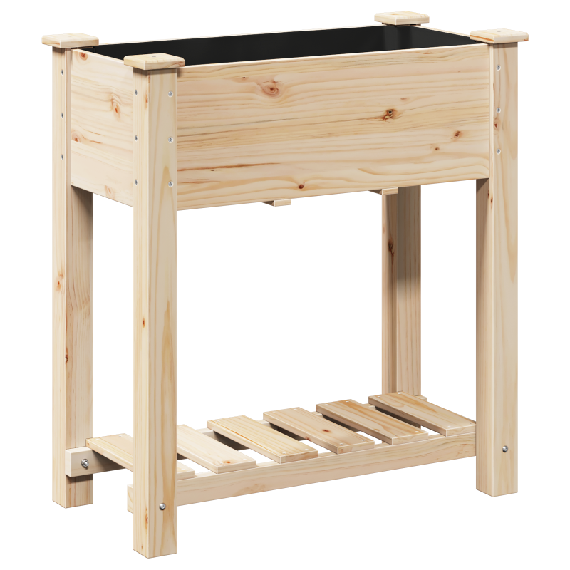 Gartenpflanzer mit Regal 71x37x76 cm aus solidem Kiefernholz