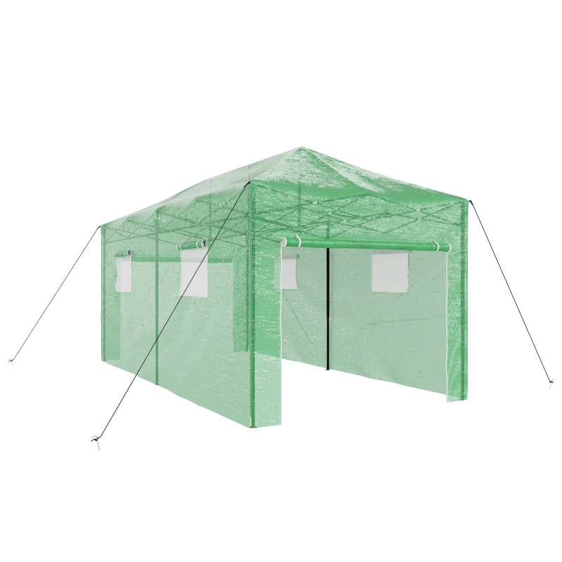 Gehege-Gewächshaus mit Pop-up-Rahmen Grün 580x290x315 cm Stahl