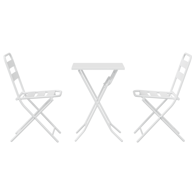 3-teiliges Faltbares Bistro Set Weiß Stahl