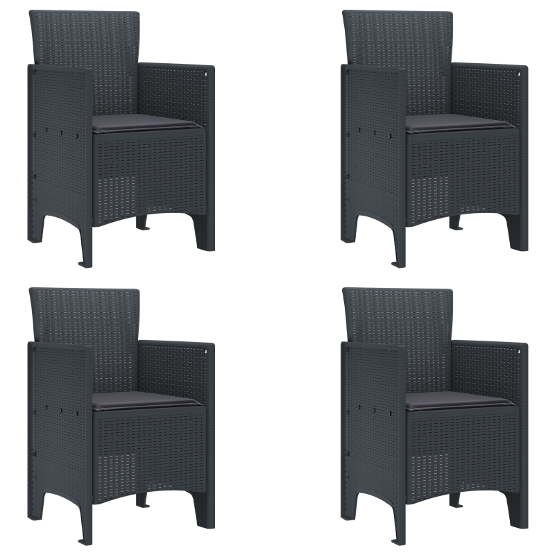 Gartenstühle mit Kissen 4 Stück Anthrazit Poly-Rattan