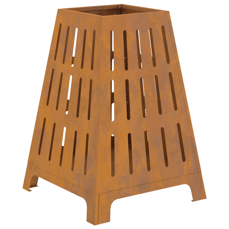Feuerschale Quadrat 50x50x70 cm Wetterstahl