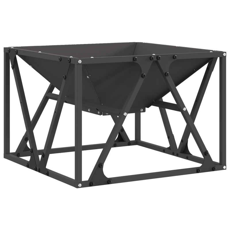 Feuerstelle Quadrat Schwarz 50x50x35 cm Stahl