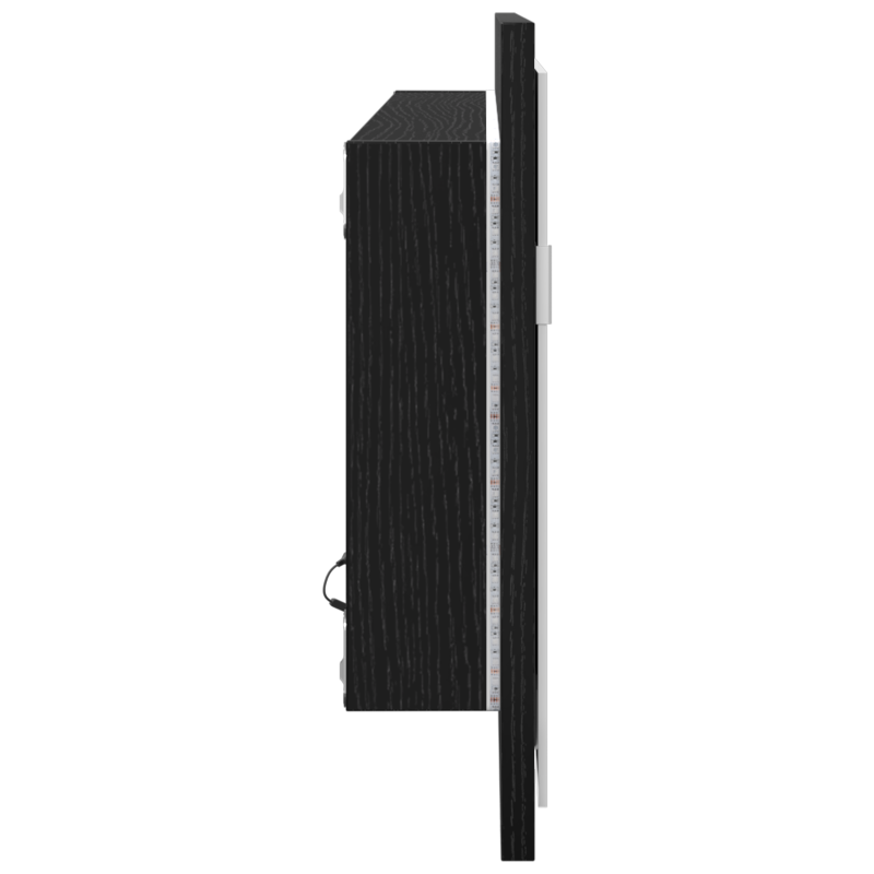 LED Badspiegel Schwarz Eiche 100x8,5x37 cm Ingenieurholz