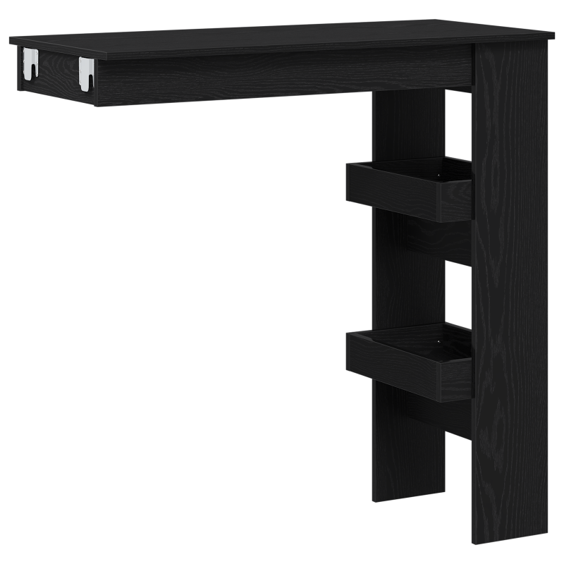 Wand-Bar-Tisch - Schwarzes Eichenholz - 102x55x103,5 cm - Aus Holzwerkstoff gefertigt