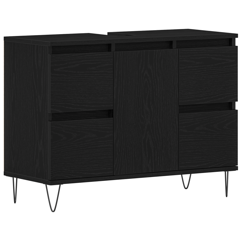 Badezimmer-Waschbeckenunterschrank Schwarz Eiche 80x33x60 cm Holzwerkstoff