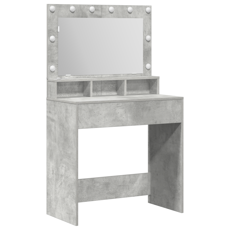 Schminktisch mit LED-Lichtern in Beton Grau 79x41x135 cm
