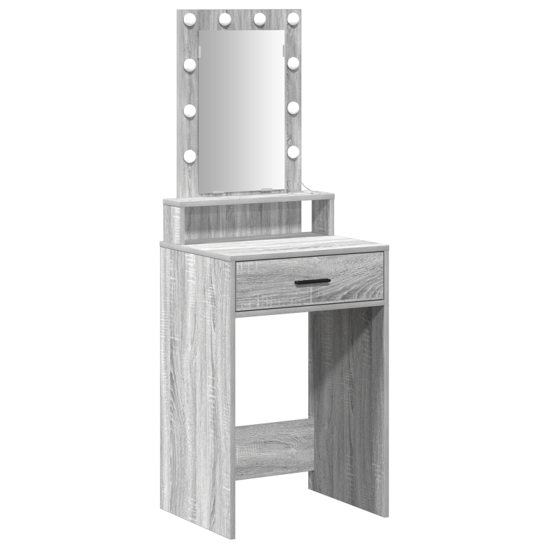 Schminktisch mit LED-Lichtern in Grau Sonoma, 50x41x140 cm