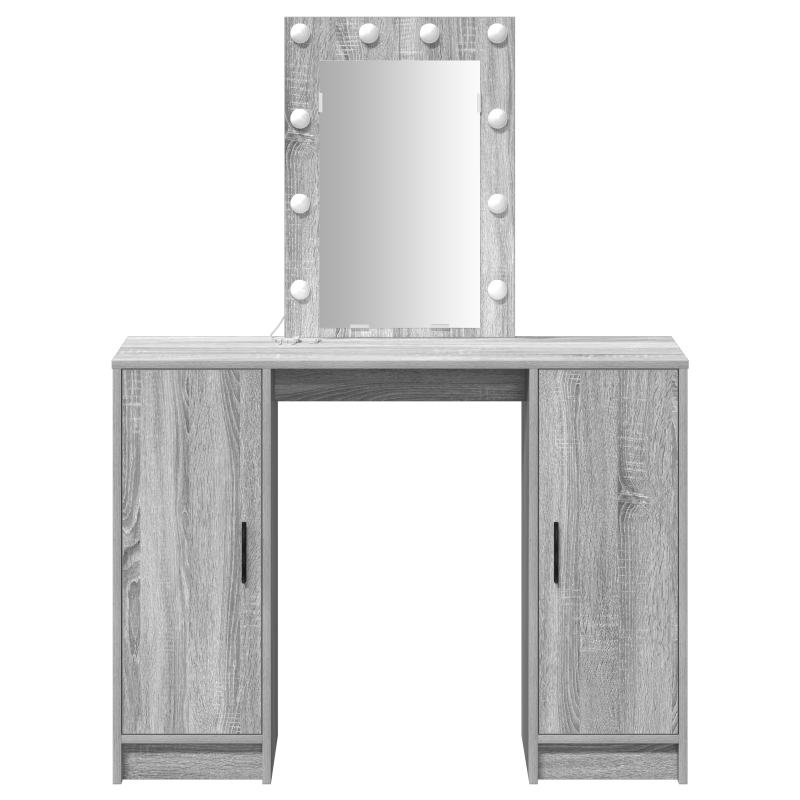 Schminktisch mit LED-Lichtern in Grau Sonoma, 102x33x135 cm