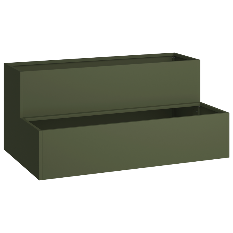 Gartenpflanzer 2-Tier 100x60x45 cm Olivgrün Stahl