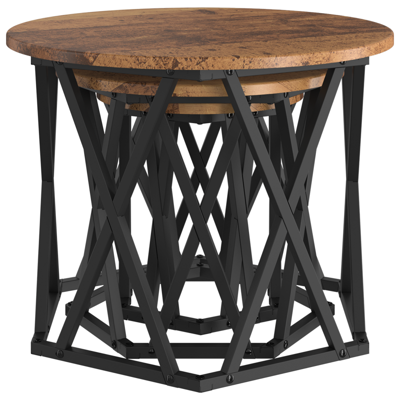 Nesting Beistelltische 3er Set aus alten Holzwerkstoffen