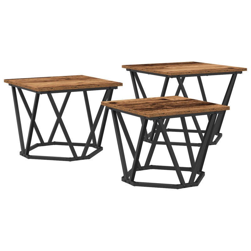 Beistelltische 3er Set Altholz Schichtstoff