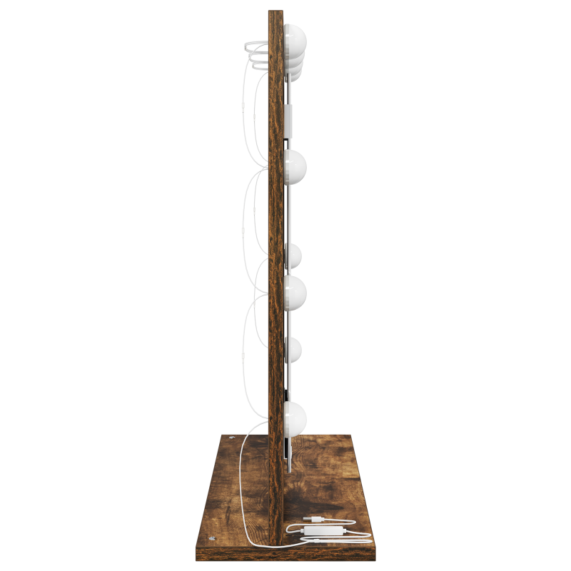 Kosmetikspiegel mit LED-Lichtern Geräuchert Eiche 60x55x18 cm