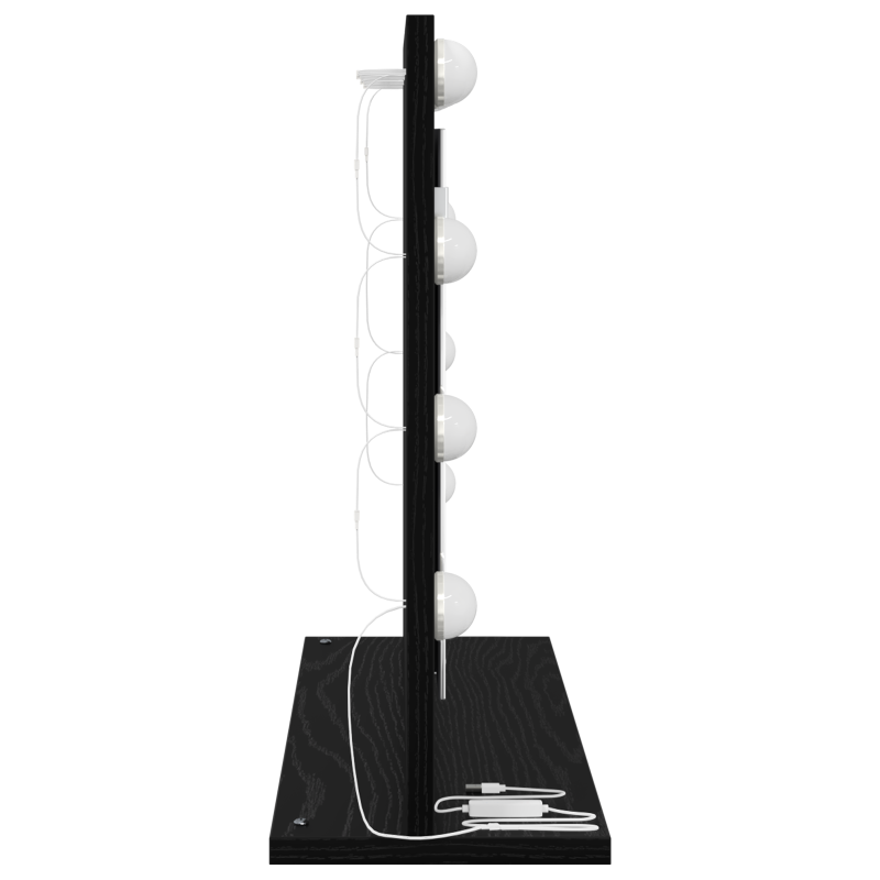 Kosmetikspiegel mit LED-Lichtern Schwarz Eichenholz 60x45x18 cm