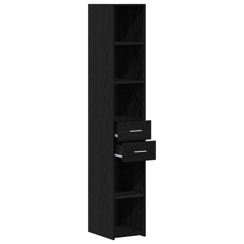 Highboard Schwarz Eiche 30x42,5x185 cm Holzwerkstoff